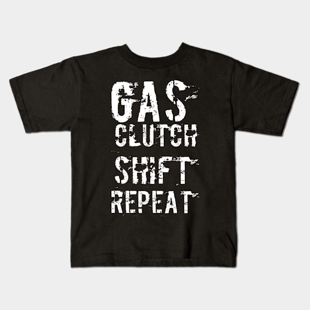 Gas clutch shift repeat white Kids T-Shirt by Sloop